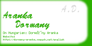 aranka dormany business card